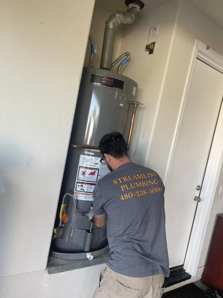 New energy-efficient water heater installed in a home, providing reliable hot water.