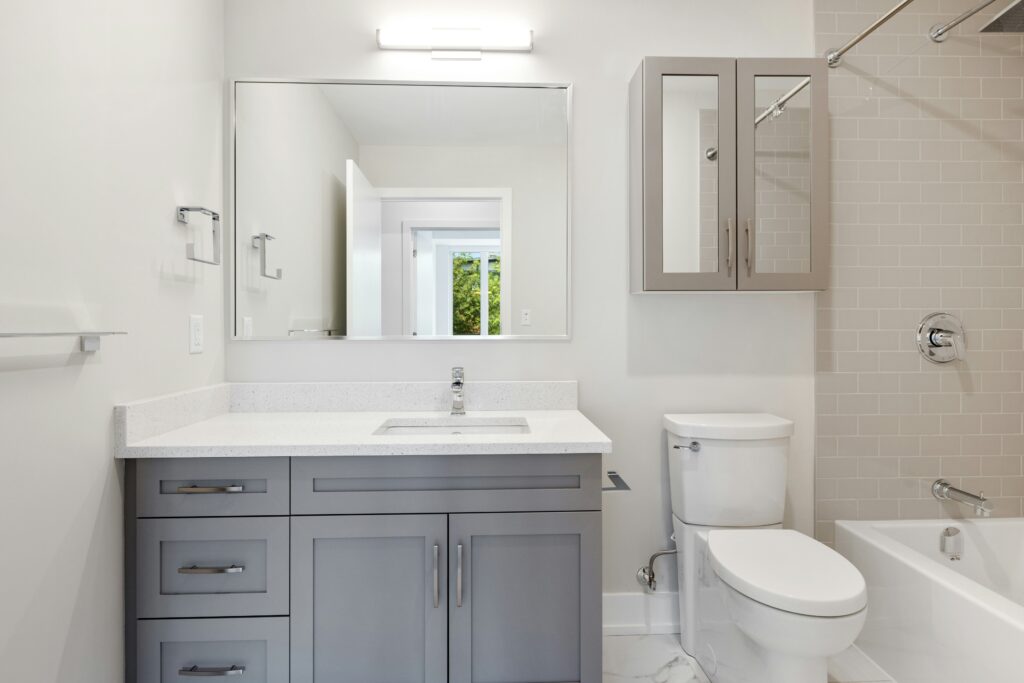 Clean and functional bathroom with new plumbing by expert plumber in Gilbert, Arizona.